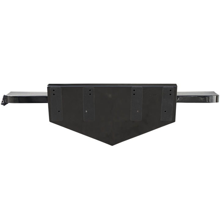 A high flotation triple outboard engine bracket, featuring a wide, triangular design with two side arms extending outward. The bracket is primarily black with a smooth finish and multiple mounting holes for secure attachment. The background is transparent