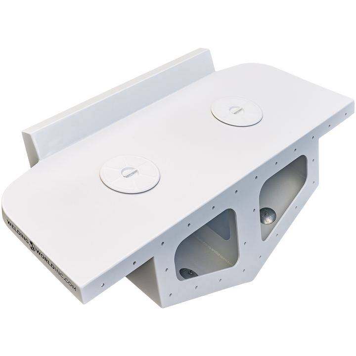 High flotation triple outboard engine bracket, featuring a sleek white design with two circular mounting plates and cut-out sections for optimal weight distribution and engine support