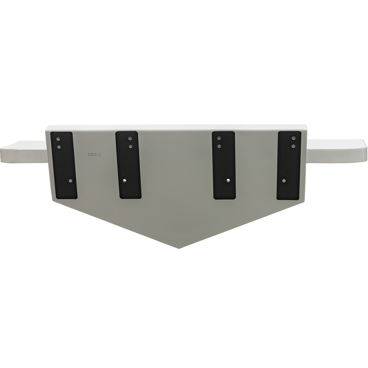 A white, rectangular, custom high flotation twin outboard engine bracket labeled "Mk.2" with four black mounting plates attached to the top surface. The bracket has a flat bottom edge and is shown against a transparent background.

