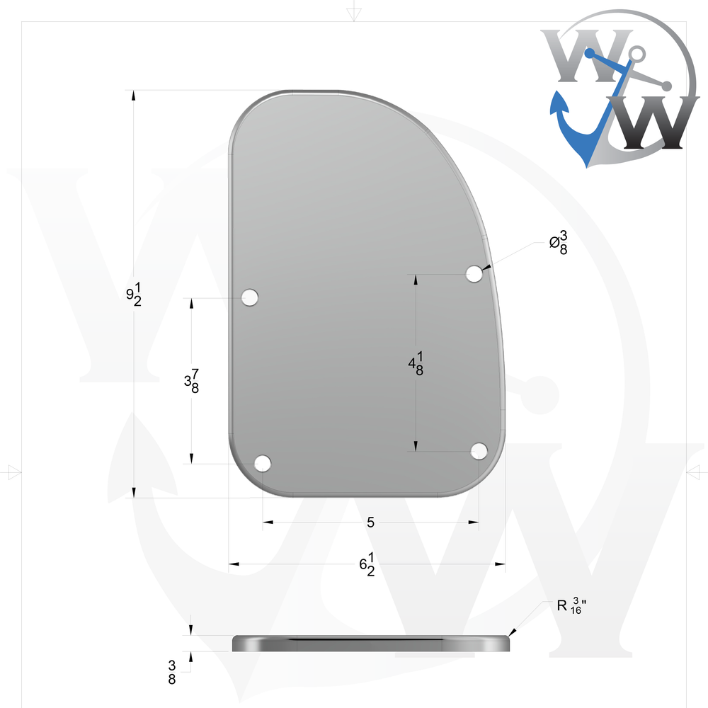 D5 - 9.5" x 6.5" x 3/8" Grommet Pad - Right Side - Welding World, Inc.