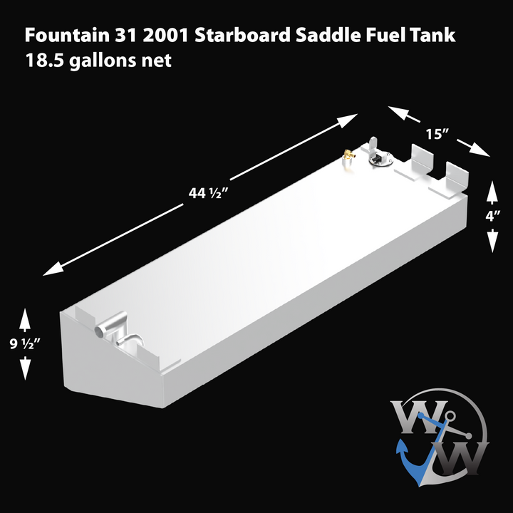 2001 Fountain 31, combo view featuring the boat's three-tank setup, designed for offshore fishing with a high-performance and durable layout