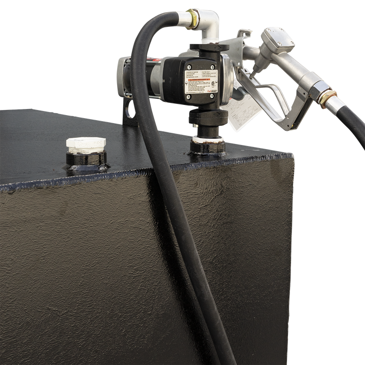A close-up of a black, textured fuel tank with a silver threaded pipe and an attached cap via a chain on the top right. A white tube connected to a brass elbow fitting is on the top left. A white label from Welding World Inc. is visible on the side, showing details like Part# WW-T-250, Mfg Date 07/27/2022, Material Alum. 5052-H-32, and Serial# 2022476