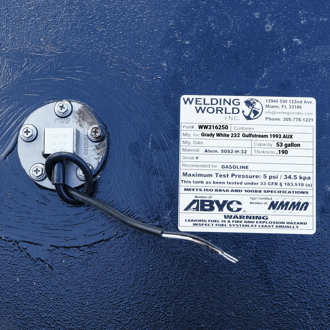Grady White 232 Gulfstream (53 Gal) 1993 Aux Tank | OEM Replacement - Welding World, Inc.