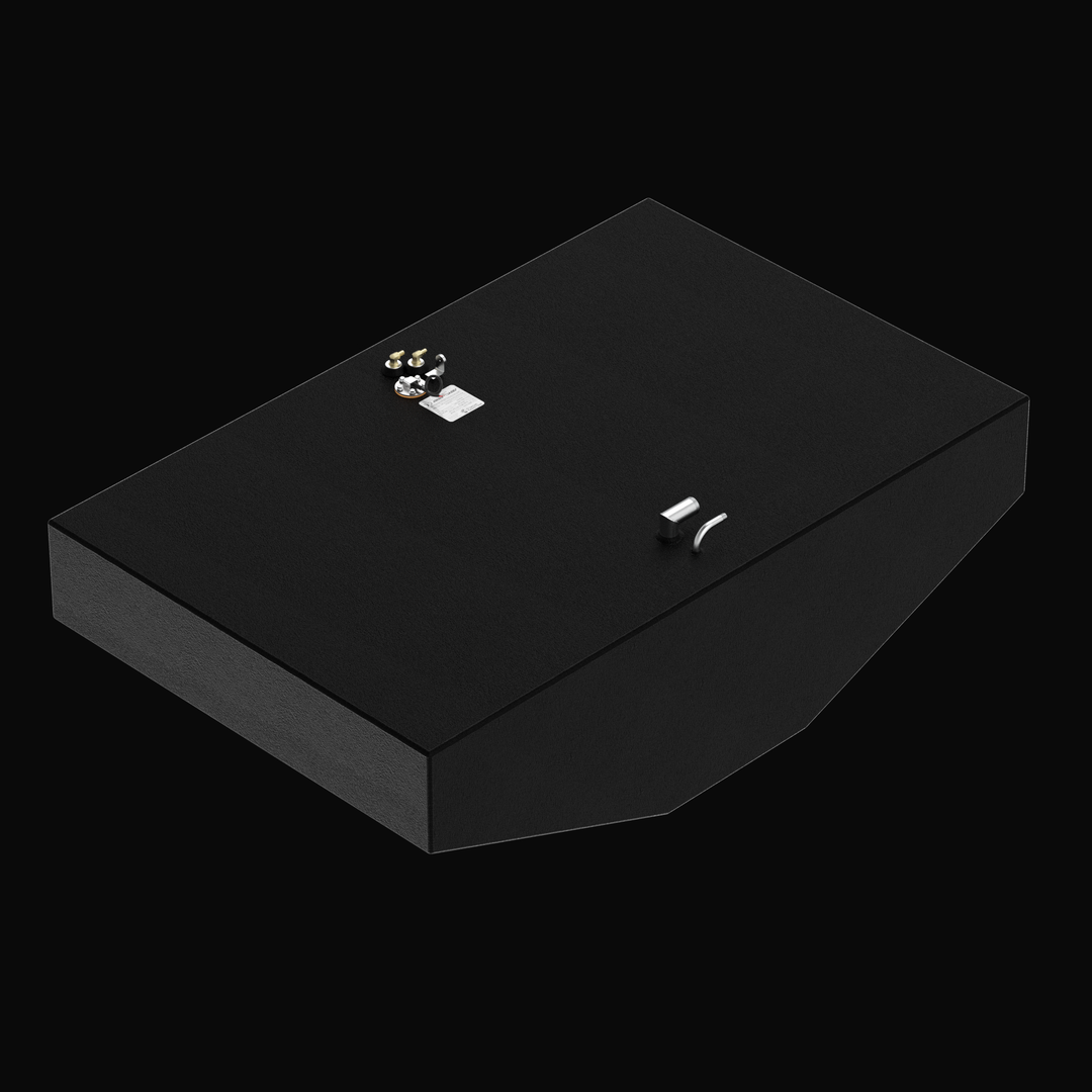 A three-quarter high-angle isometric perspective rendering of a black single-tank unit, showcasing a Grady White 307 OEM replacement marine fuel tank. This high-capacity 206-gallon fuel cell features a deep V-hull tapered bottom configuration precisely engineered to match the vessel's original dual console hull pocket. Masterfully constructed from heavy-gauge marine-grade 5052-H32 aluminum, the tank is completely encapsulated in a textured, anti-corrosive black TarGard epoxy coating for ultimate durability.