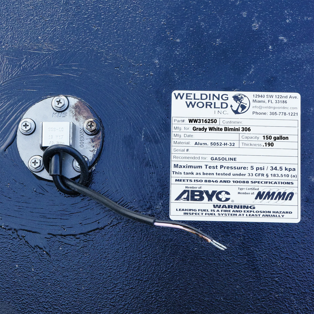 Grady White Bimini 306 OEM Replacement 2 Tandem Fuel Tank Combo Kit (156 & 150 gal.) - Welding World, Inc.