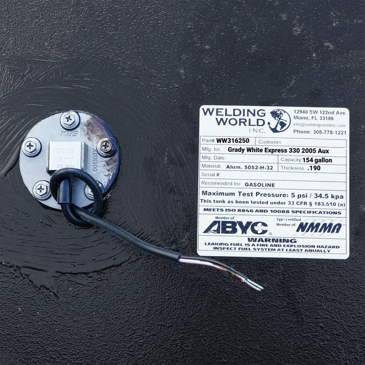 Grady White Express 330 Fuel Tank (196 gal) Aux (154 gal) combo | 2005 OEM Replacement - Welding World, Inc.