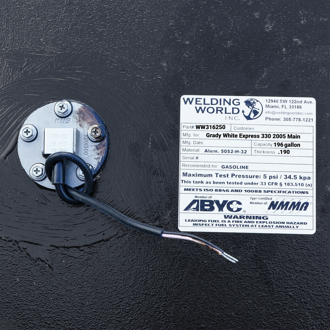 Grady White Express 330 Fuel Tank (196 gal) Aux (154 gal) combo | 2005 OEM Replacement - Welding World, Inc.