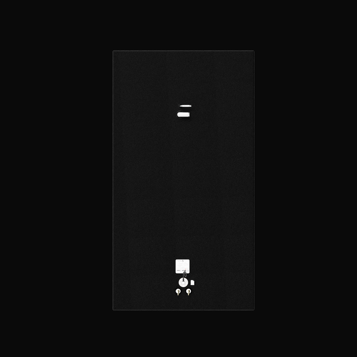 A top-down plan studio view of a physical, finished black encapsulated Grady White Freedom 255-257 OEM replacement marine fuel tank (135 gal) from file image_9903bc.jpg, isolated against a black background. Precision-fabricated from heavy-gauge marine-grade 5052-H32 aluminum, the long rectangular deck is fully encapsulated in a protective, textured black TarGard epoxy coating to safeguard against saltwater pitting and moisture accumulation. The top deck layout highlights a pre-welded 90-degree aluminum fuel