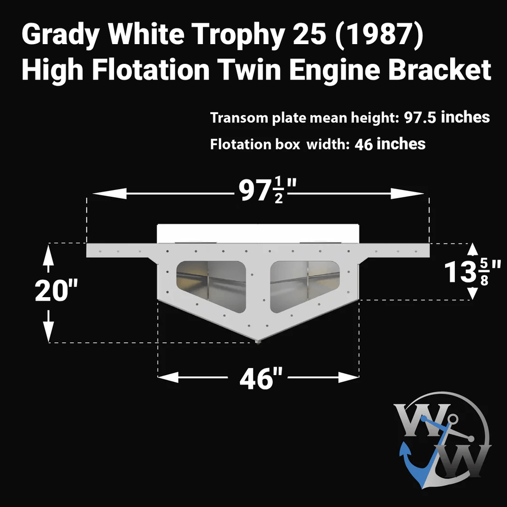 Grady-White Trophy 25 (1987) High Flotation Twin Engine Bracket - Welding World, Inc.