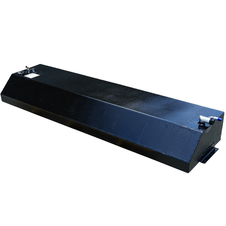 OEM replacement belly fuel tank for a 1994 Hewes Light Tackle 21' boat, featuring a sleek black design and dimensions suitable for a 56-gallon capacity