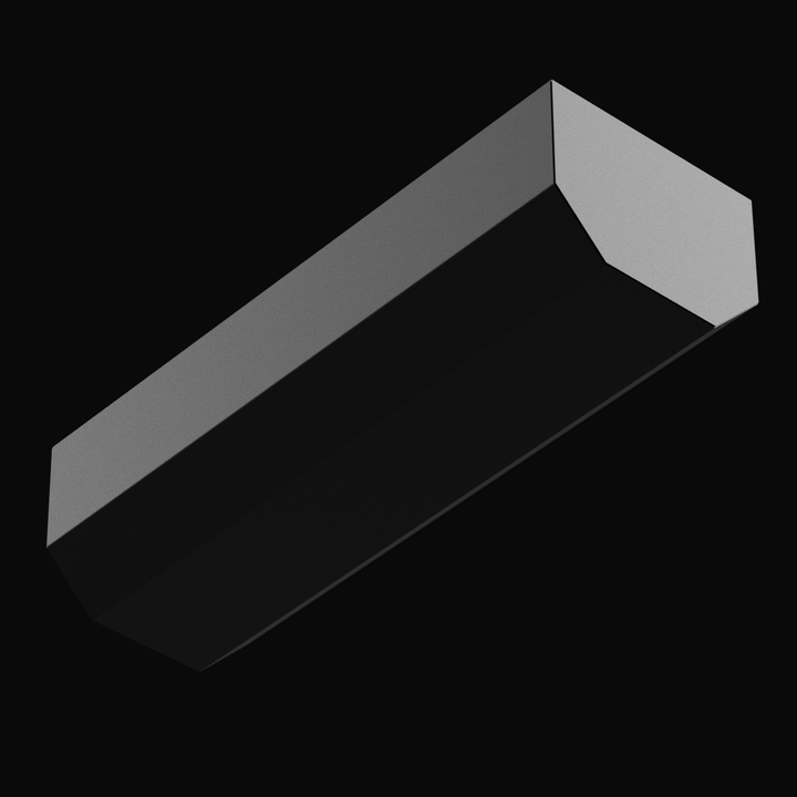 Underside view of a black OEM replacement fuel tank for a 1993 Intrepid 23-foot boat with a 147-gallon net capacity. The render shows the smooth bottom surface and chamfered front edge, with no fittings visible