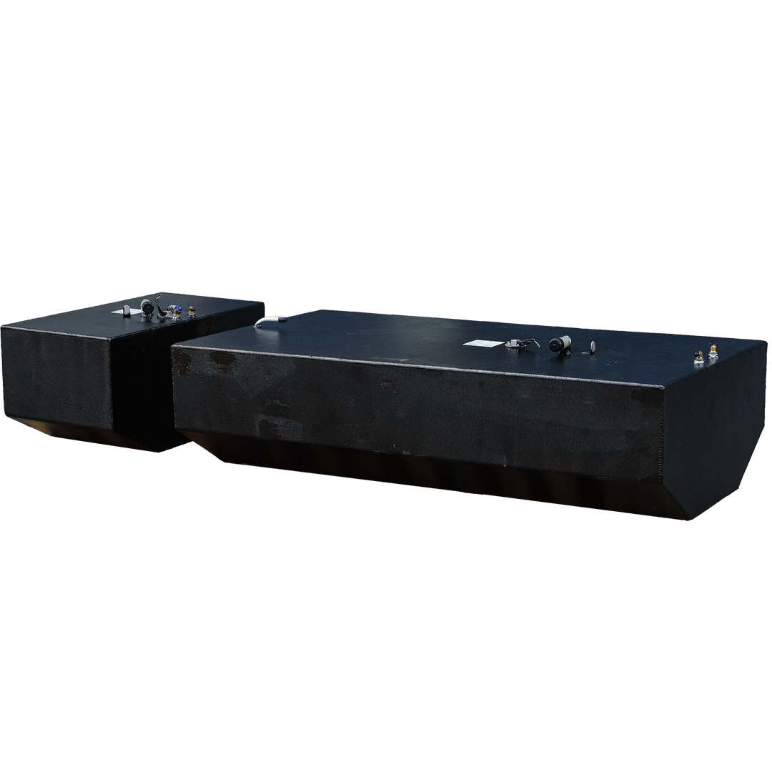 OEM replacement fuel tank combo kit for a 1991 Intrepid 30' boat, featuring two tandem belly tanks with a total capacity of 178 gallons and 51 gallons, designed for efficient fuel storage