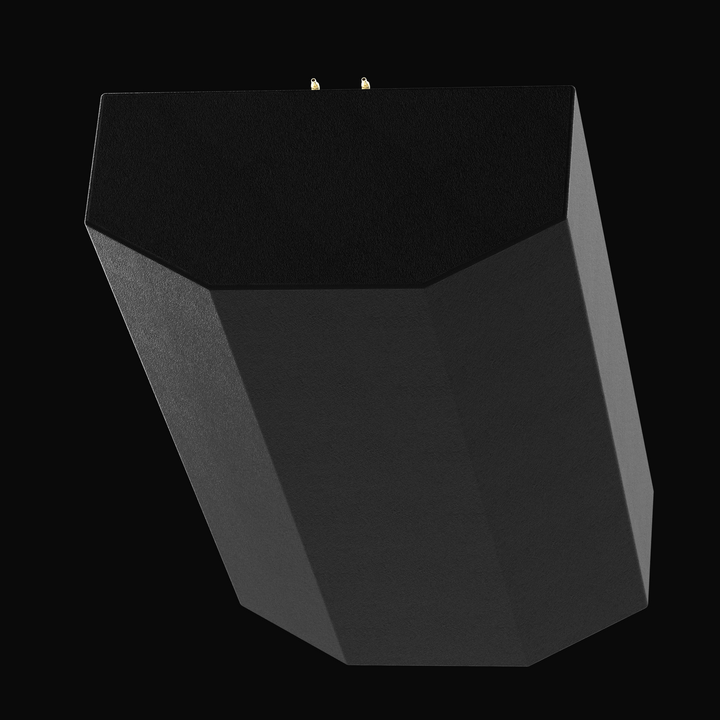 A low-angle worm's-eye perspective rendering focusing on the bottom shell geometry of a black encapsulated Intrepid 30 CC Open OEM replacement marine fuel tank from file image_438107.jpg, isolated against a black background. This dimensional view highlights the tank's multi-faceted, custom-engineered V-shaped bottom deadrise profile, meticulously modeled by Welding World to sit flush within the vessel's central hull stringer grid. Precision-fabricated from heavy-gauge marine-grade 5052-H32 aluminum, the lar