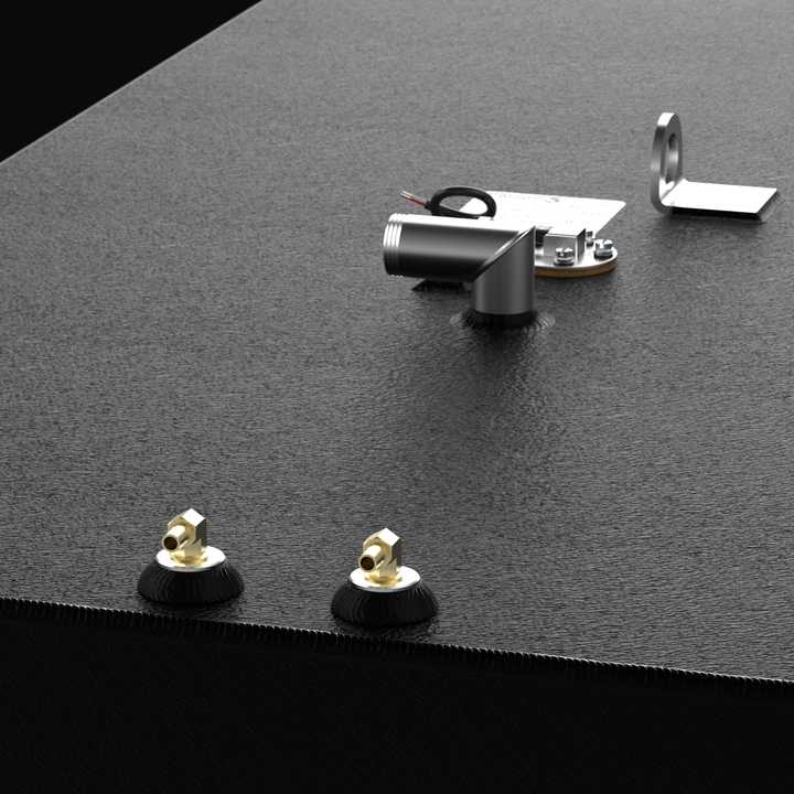 Direct top-down view of the 173-gallon Intrepid 322 Cuddy OEM replacement fuel tank, illustrating the balanced placement of dual fuel pickups and the central sending unit. The tank’s massive profile is protected by a uniform Coal Tar Epoxy coating, designed to fit the specific center-line stringer dimensions of the 1995 Intrepid 322 hull. This .188-gauge aluminum tank is pressure-tested and USCG-certified, ensuring maximum safety and range for offshore powerboat applications.