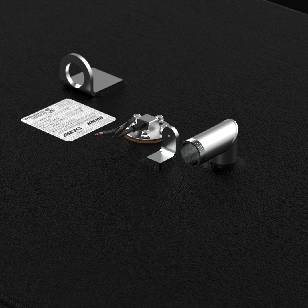 Three-quarter perspective of the 173-gallon Intrepid 322 Cuddy OEM replacement fuel tank, highlighting the reinforced corner welds and heavy-duty .188-gauge aluminum construction. The tank is fully encased in a protective Coal Tar Epoxy coating to prevent corrosion in the moist environment of an enclosed bilge. The layout features high-flow brass pickups and a 1.5-inch fill neck, specifically oriented to match the original plumbing of the 1995 Intrepid 322 for a guaranteed "drop-in" installation.