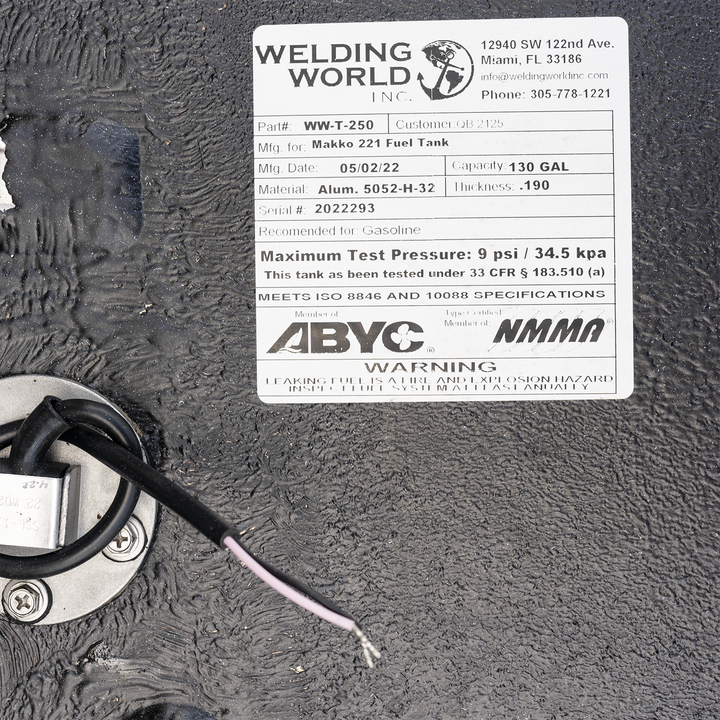 Mako 221 - 1993 -Modified- OEM Replacement Fuel (134 gal.) & Water (20 gal.) Tank Combo Kit - Welding World, Inc.