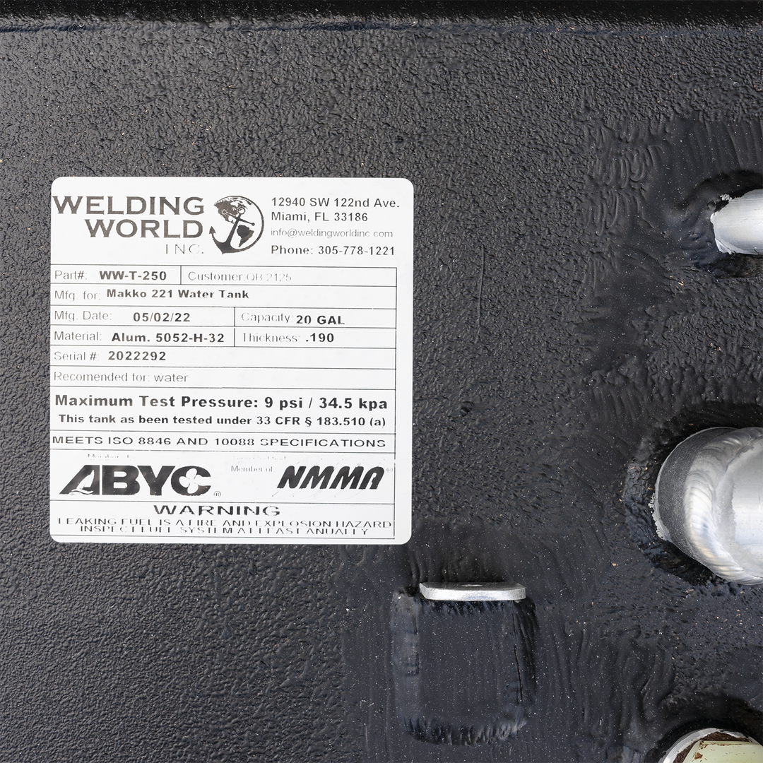 Mako 221 - 1993 -Modified- OEM Replacement Fuel (134 gal.) & Water (20 gal.) Tank Combo Kit - Welding World, Inc.