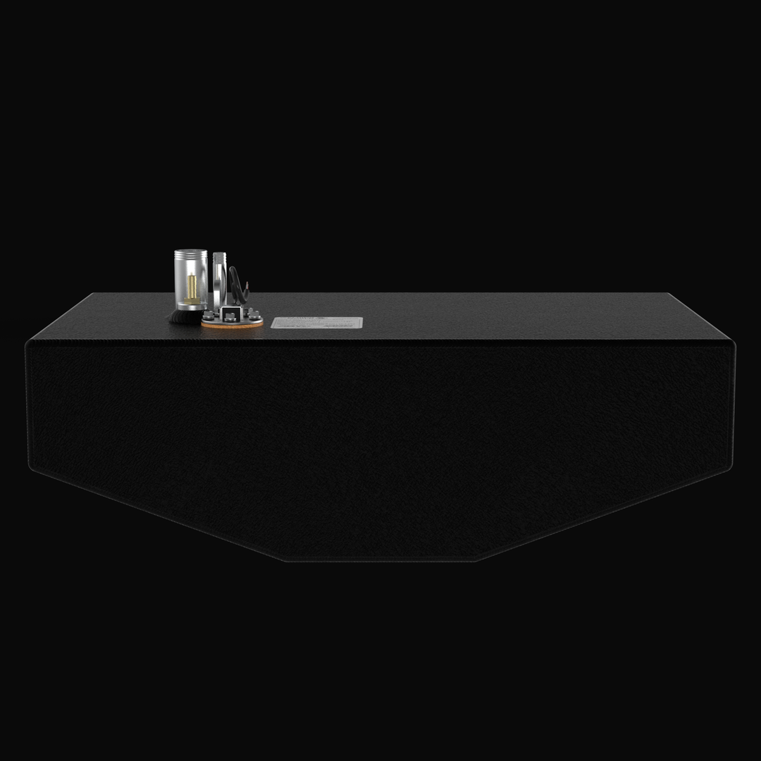 Side-profile of the Mojito 16 (2010) 17-gallon fuel tank showcasing the 3-inch radius notch and Coal Tar Epoxy encapsulation. This view confirms the low-profile 6-inch height and precision-engineered geometry required for a guaranteed drop-in fit according to CAD #12435-1 specifications.