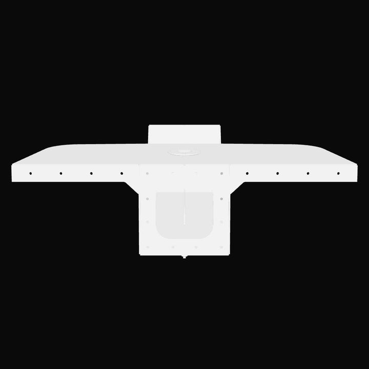 A white silhouette of a Standard Apex Single Engine 16° Transom Bracket against a black background, featuring a central mounting section and extended side arms with multiple holes for attachment