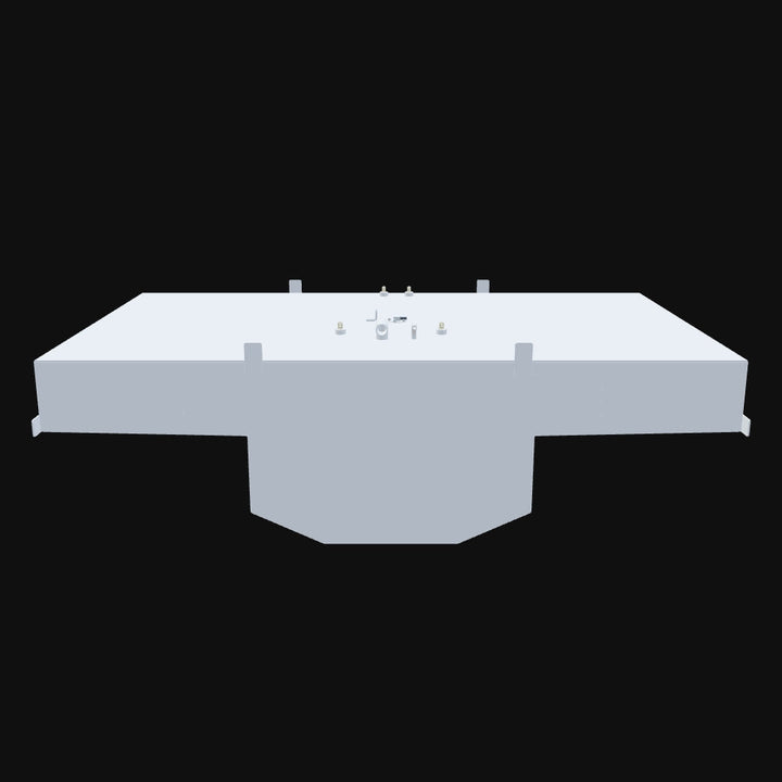 A 3D model of a 225-gallon OEM replacement belly fuel tank designed specifically for the Bertram 31 model, featuring durable construction and a streamlined shape for optimal fit and performance