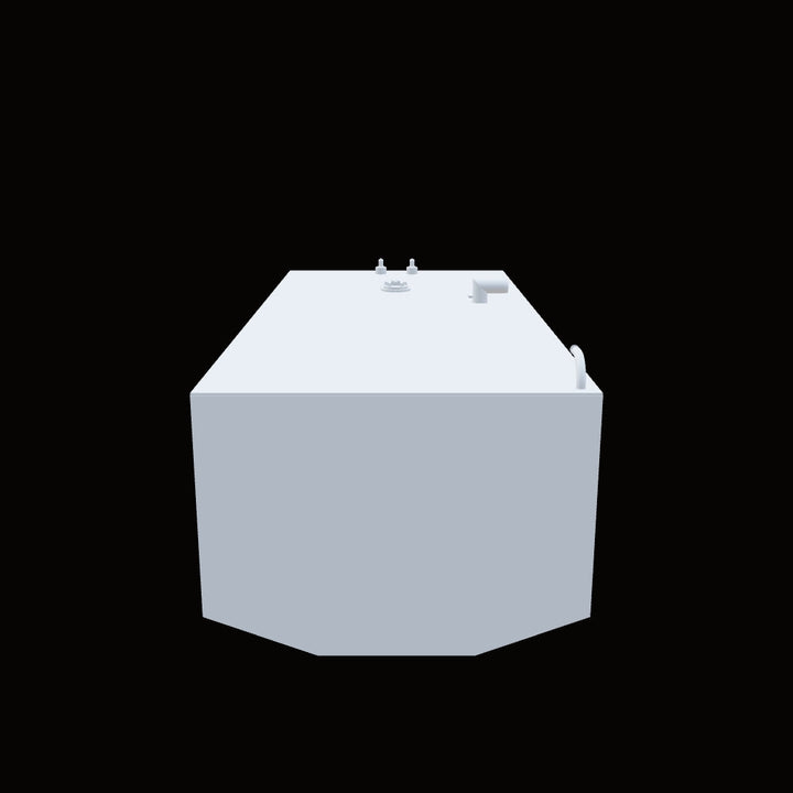 3d model of an OEM replacement fuel tank Auxiliary for a Competition 31 boat, featuring a substantial 329-gallon capacity. These fuel tanks are typically custom-fabricated from high-quality, marine-grade aluminum to meet original equipment manufacturer (OEM) specifications, ensuring a precise fit within the boat's hull structure. The tank would be equipped with all necessary standard fittings for fuel fill, venting, engine supply, and fuel level monitoring