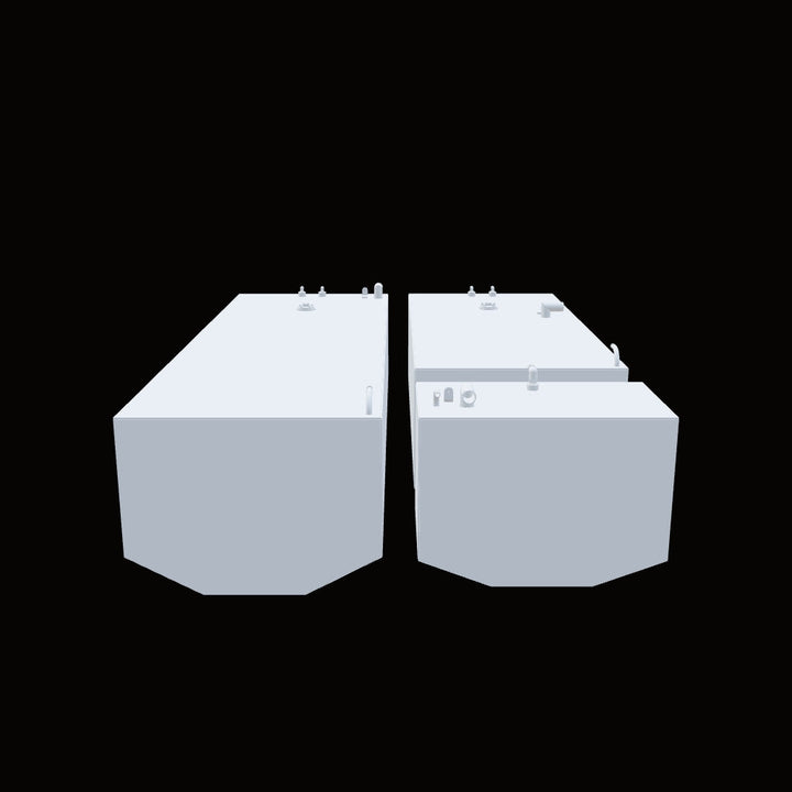 3D model of an OEM replacement fuel tank for a Competition 31 boat, featuring a substantial 329-gallon capacity. These fuel tanks are typically custom-fabricated from high-quality, marine-grade aluminum to meet original equipment manufacturer (OEM) specifications, ensuring a precise fit within the boat's hull structure. The tank would be equipped with all necessary standard fittings for fuel fill, venting, engine supply, and fuel level monitoring 