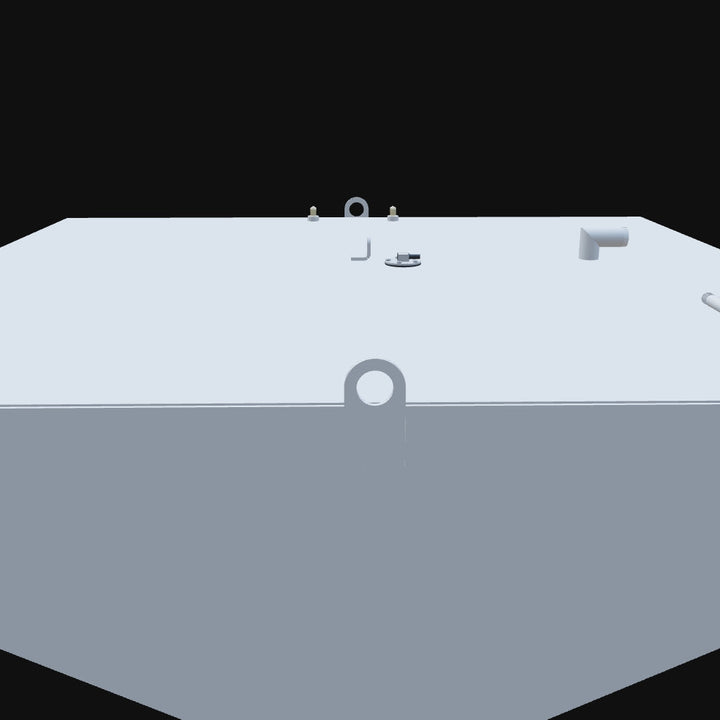 A 3D model of a 1993 Contender 25' with a 180-gallon fuel tank, designed for offshore fishing with reliable and durable fuel storage for extended trips