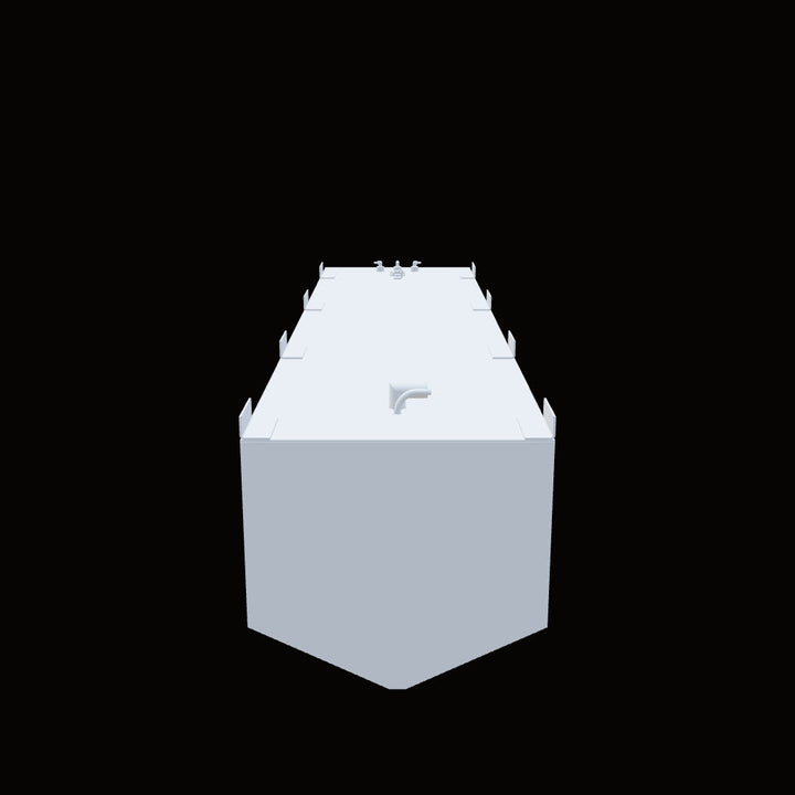 Intended as a 3D model illustrating custom plastic tanks. Such a model would typically showcase the specific design, dimensions, shapes (which could be varied and complex due to customization), and features like fittings or mounting points of tanks made from plastic materials, tailored for specific applications. (Note: The image provided was entirely black and did not display the 3D model.)