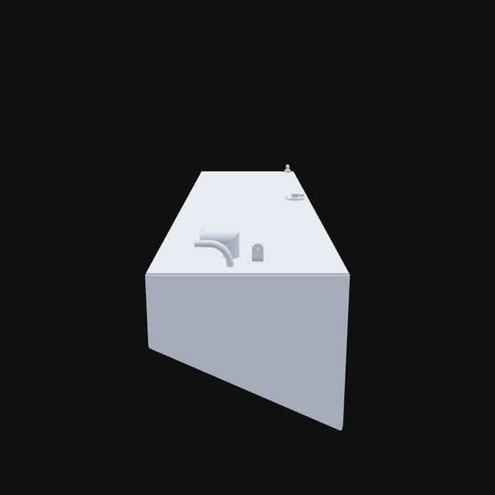 A 3D model of a Whitewater boat with dual 46-gallon fuel tanks, starboard side view, designed for offshore fishing with efficient and durable fuel storage