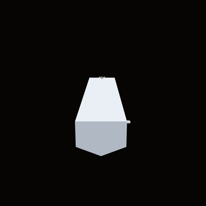 Intended as a 3D model of a "canalón isopanel," which is a type of gutter or drainage channel specifically designed for use with insulated sandwich panels (isopanels), often found in roofing systems. The 3D model would typically illustrate the gutter's specific profile, dimensions, material (commonly pre-painted or galvanized metal), and features for attachment to the panels and water drainage