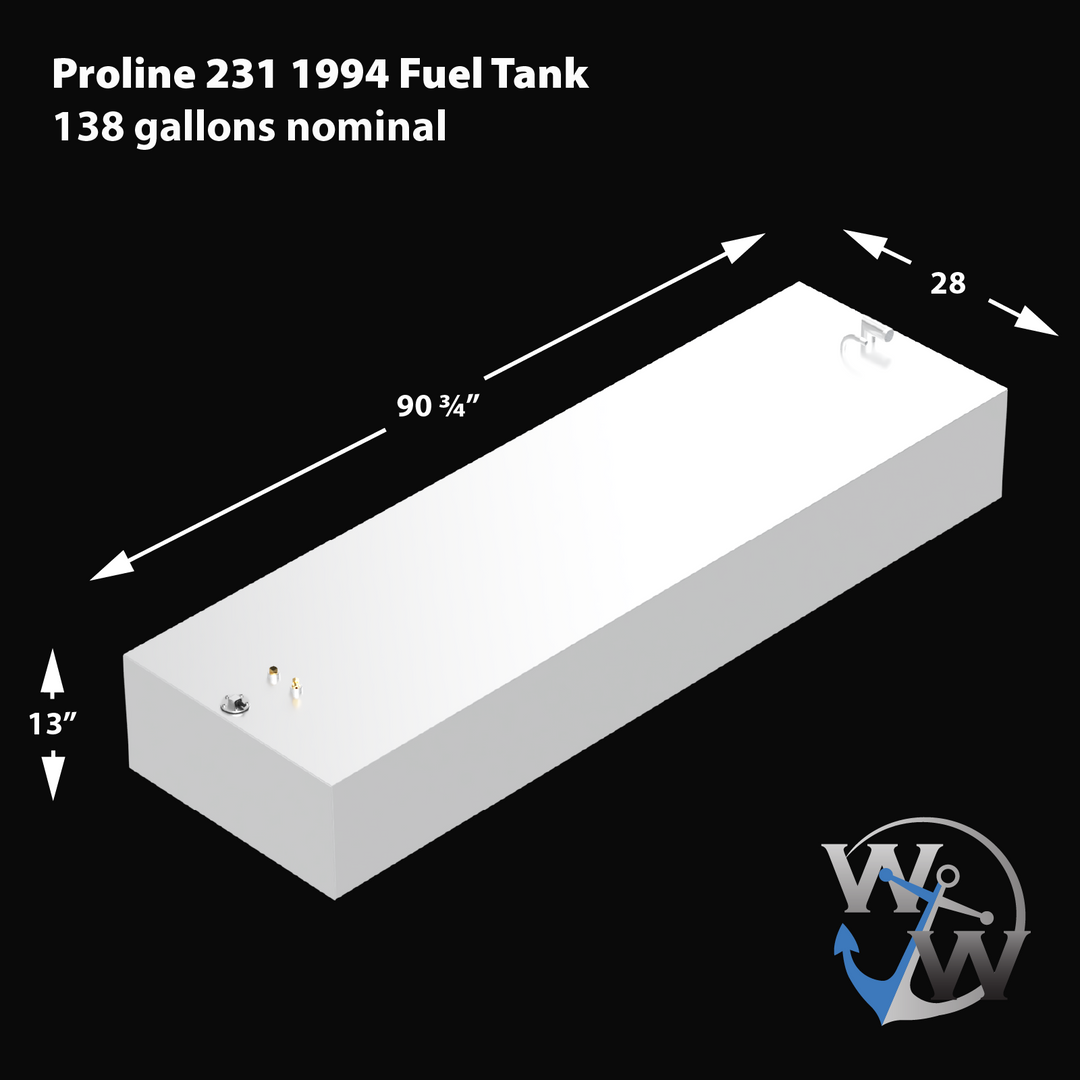 1994 Proline 231 with a 138-gallon Built to OEM Specs fuel tank, designed for offshore fishing and recreational cruising with reliable and durable fuel storage