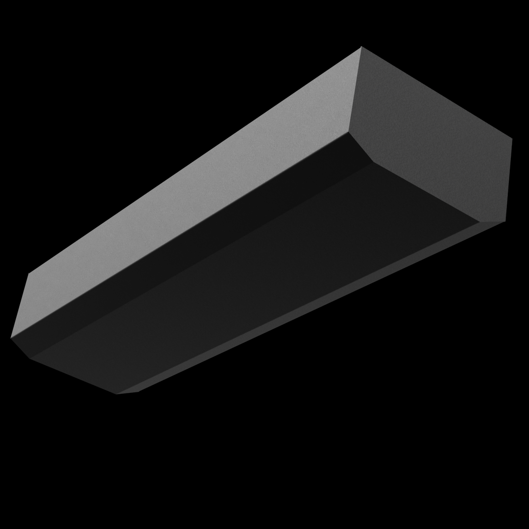 A black marine fuel tank viewed from below at a slight angle, set against a black background. The tank has a smooth, matte finish and a rectangular shape with straight edges and a beveled corner on the far side. The underside of the tank is visible, showing a deep recessed area with clean, sharp lines. The tank’s design appears sturdy and functional, with no visible fittings or attachments in this view