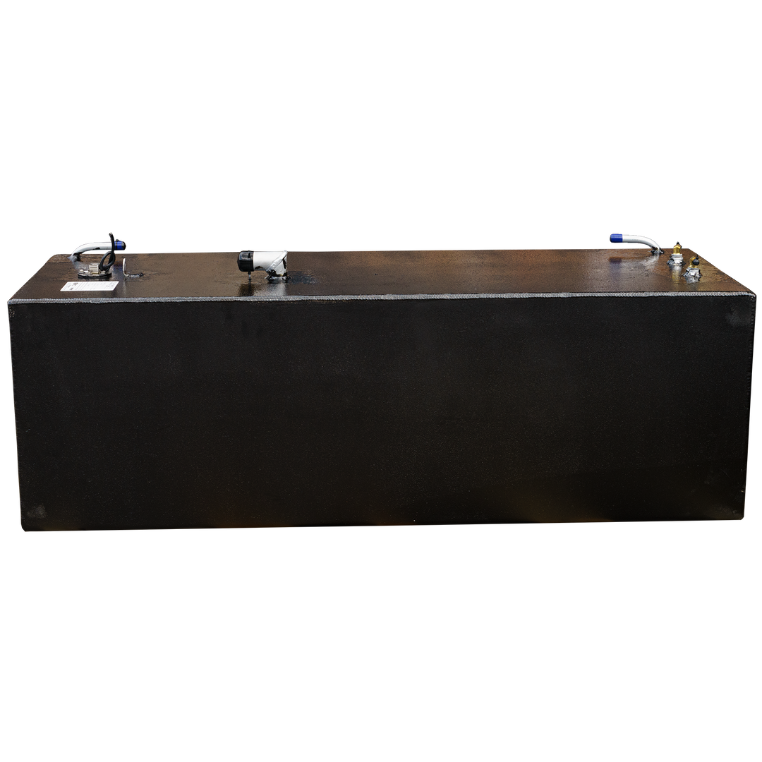 OEM replacement fuel tank kit for SeaVee 26' boat, featuring a dual-tank combo with capacities of 100 gallons and 33 gallons, shown in a sleek black finish