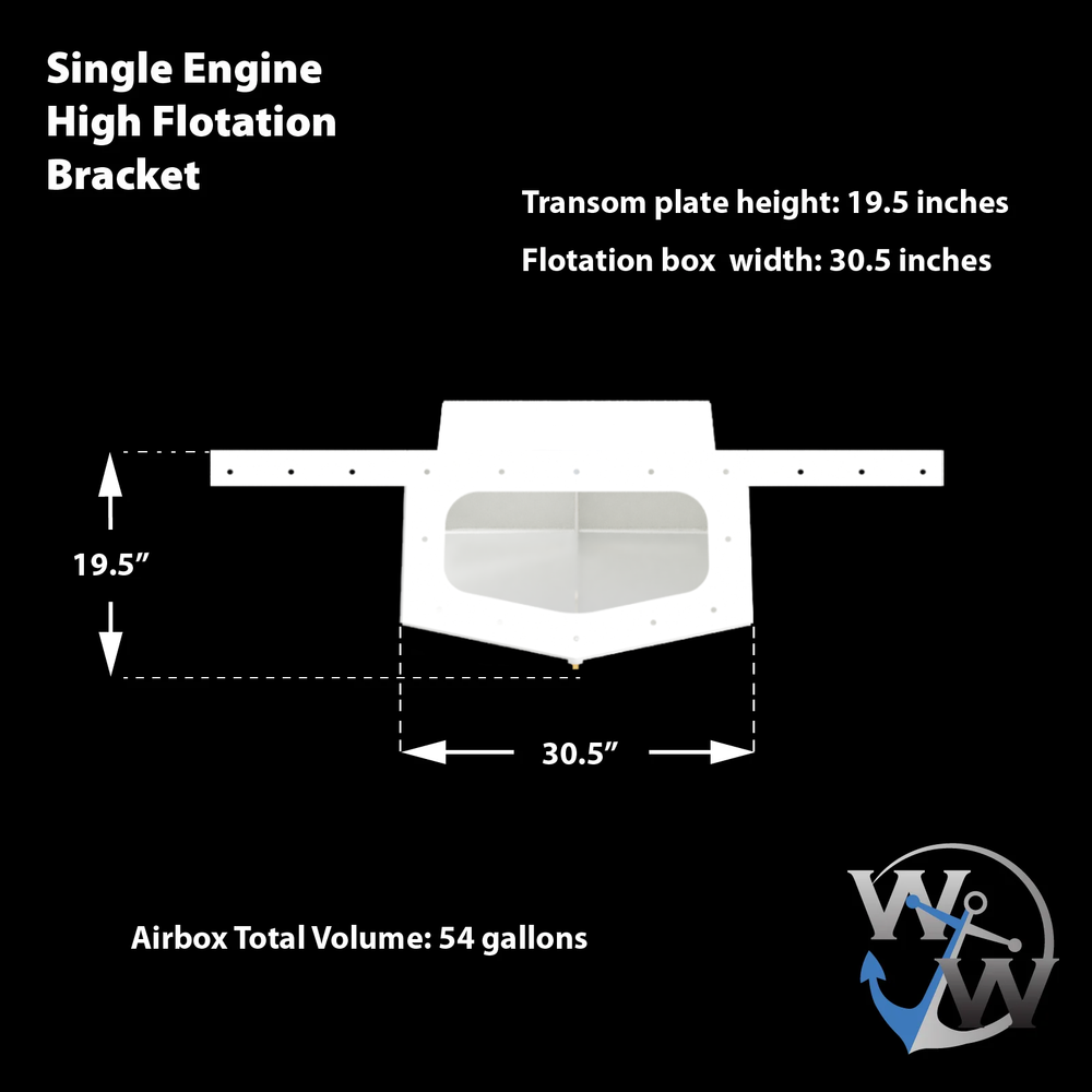 Standard High Flotation Single Outboard Engine Bracket - 12° Transom - Welding World, Inc.