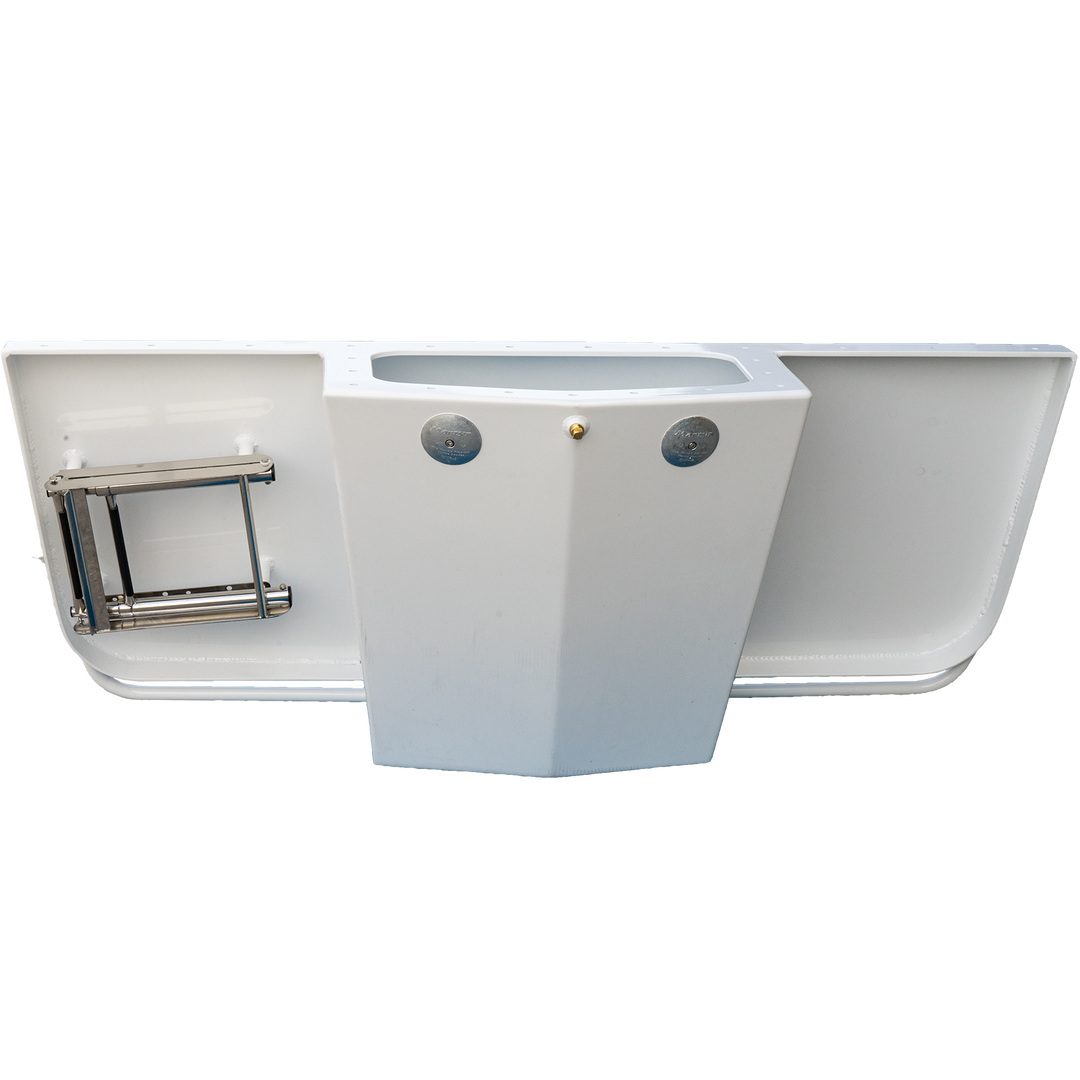 A standard high flotation single outboard engine bracket designed for a 16° transom, featuring a sleek white finish with a stainless steel mounting mechanism on the left side. The bracket has a smooth, contoured shape and is shown against a transparent background