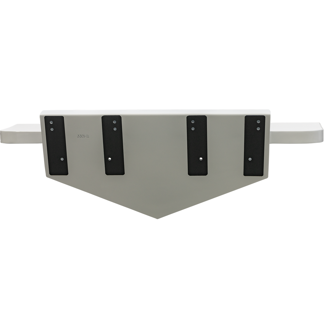 A standard high flotation twin outboard engine bracket designed for a 13° transom, featuring a triangular shape with three mounting plates on the front for secure attachment. The bracket is predominantly white with black rubber pads on the mounting plates