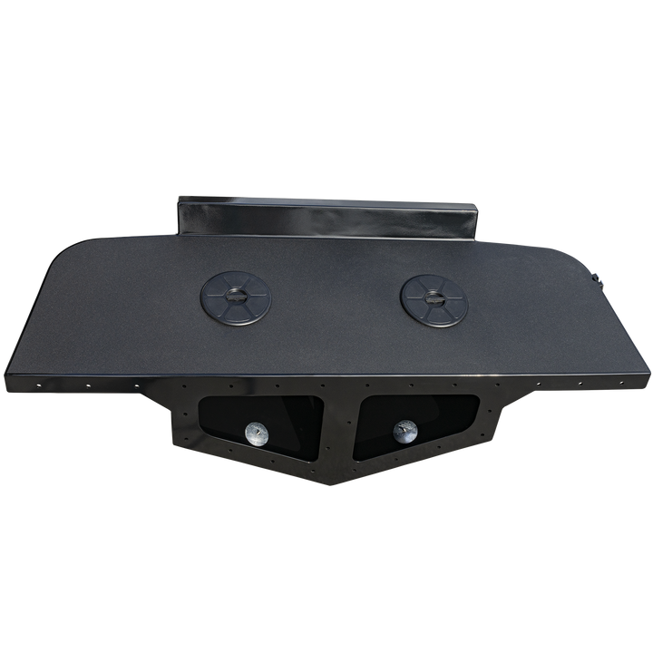 A standard high flotation twin outboard engine bracket designed for a 16° transom, featuring a flat black surface with two circular mounting plates and a central support structure. The bracket is shown against a transparent background