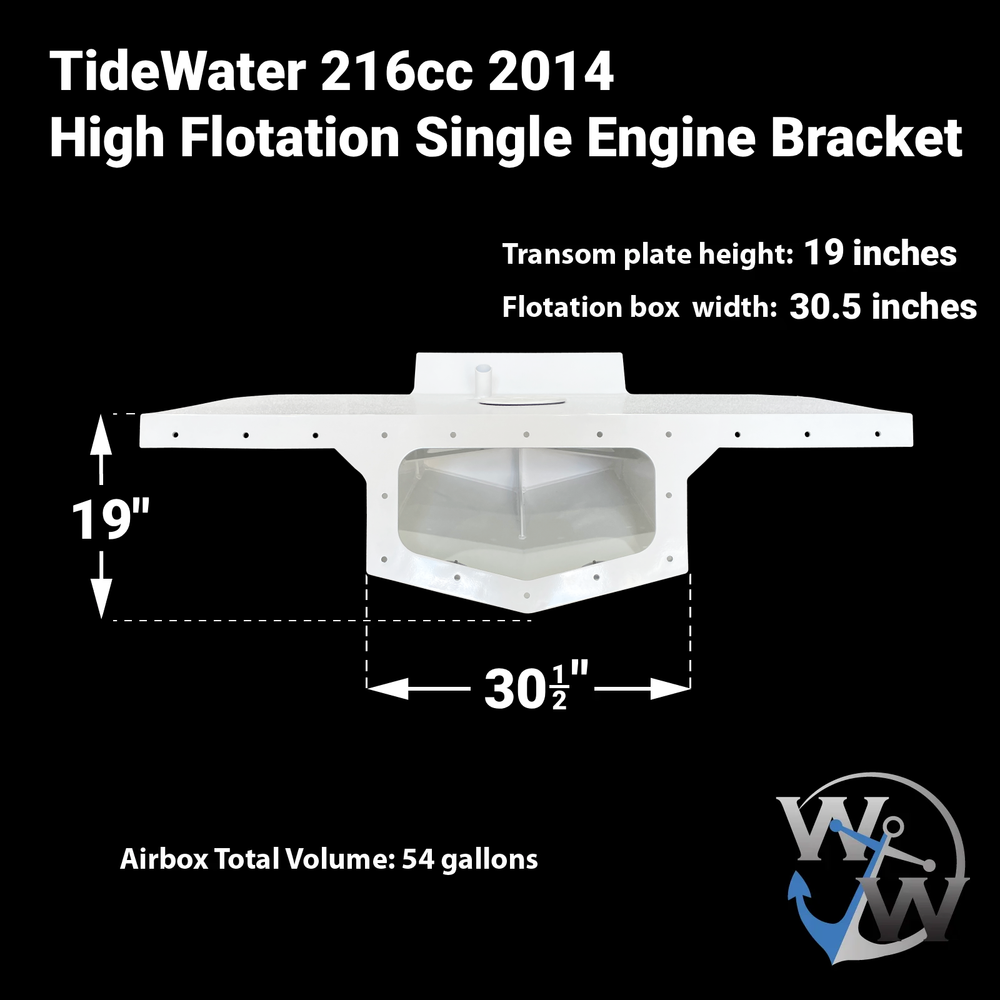 TideWater 216cc (2014) High Flotation Single Engine Bracket - Welding World, Inc.