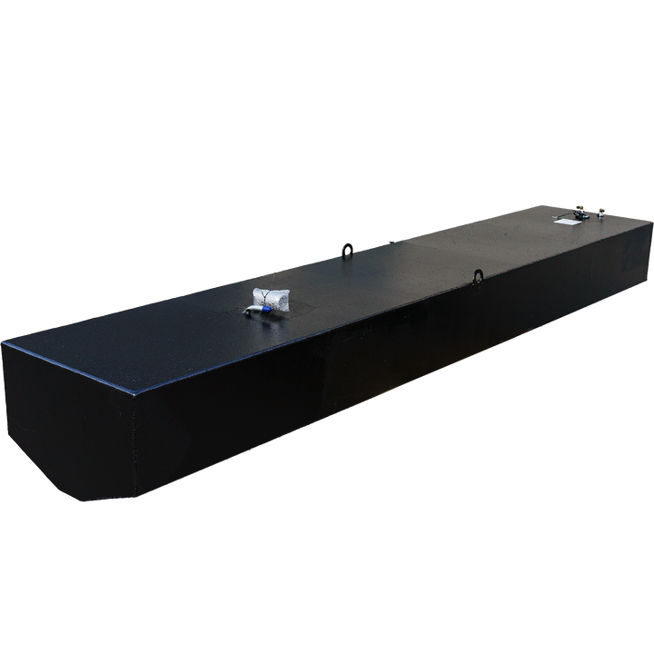 Wellcraft Scarab 302 OEM replacement fuel tank, featuring a sleek black design with two fuel fittings on top, designed for marine use