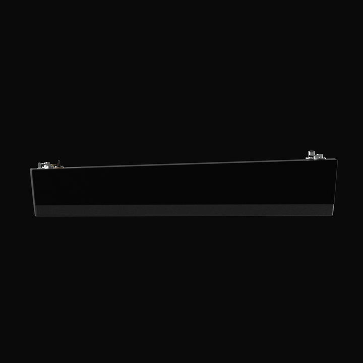Side-profile 3D rendering of a 118-gallon Yellowfin 26 Center replacement fuel tank, showcasing the long-form aluminum construction with a textured coal-tar epoxy coating and top-mounted fuel rigging on a solid black background.