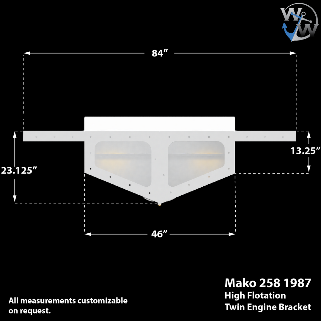 Mako 258 Cuddy 1987 Twin Engine High Flotation Bracket