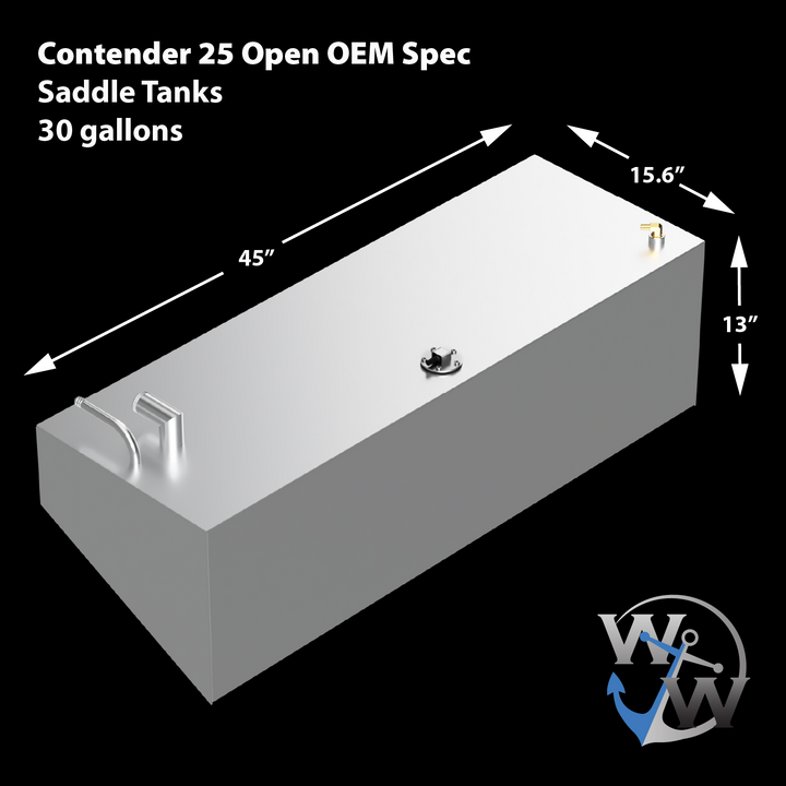 Contender 25 Open OEM Replacement 3 Fuel Tank Combo Kit -1 Belly (180 gal.) & 2 Standard (30 gal.) Saddle Tanks