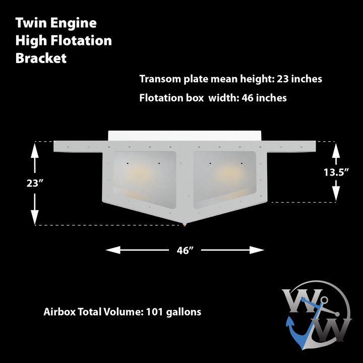 Standard High Flotation Twin Outboard Engine Bracket 12° Transom