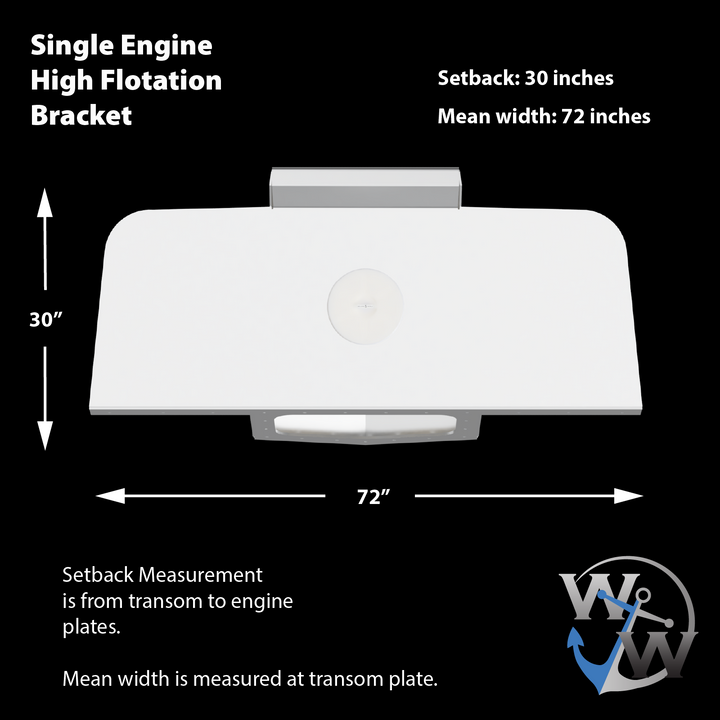 Standard High Flotation Single Outboard Engine Bracket - 15° Transom