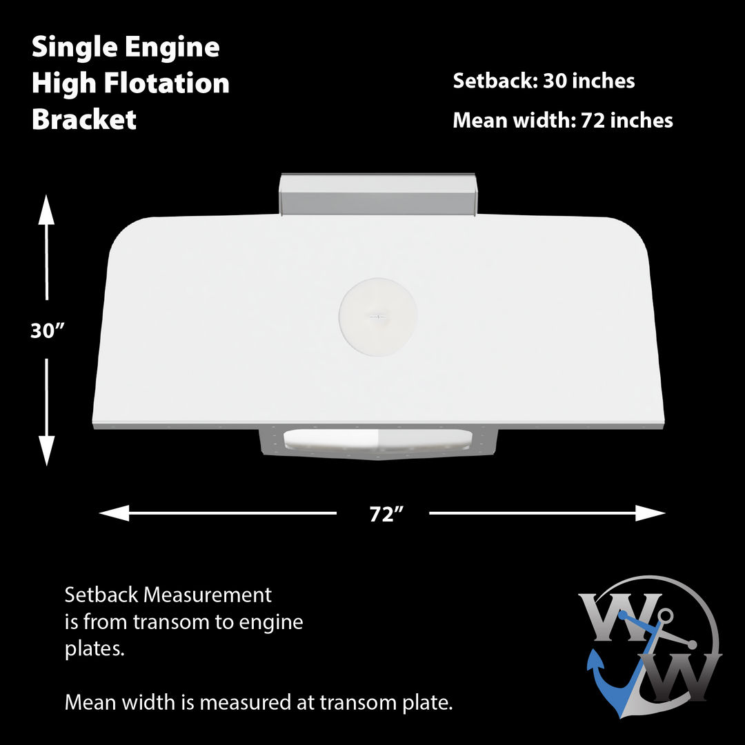 Standard High Flotation Single Outboard Engine Bracket - 13° Transom