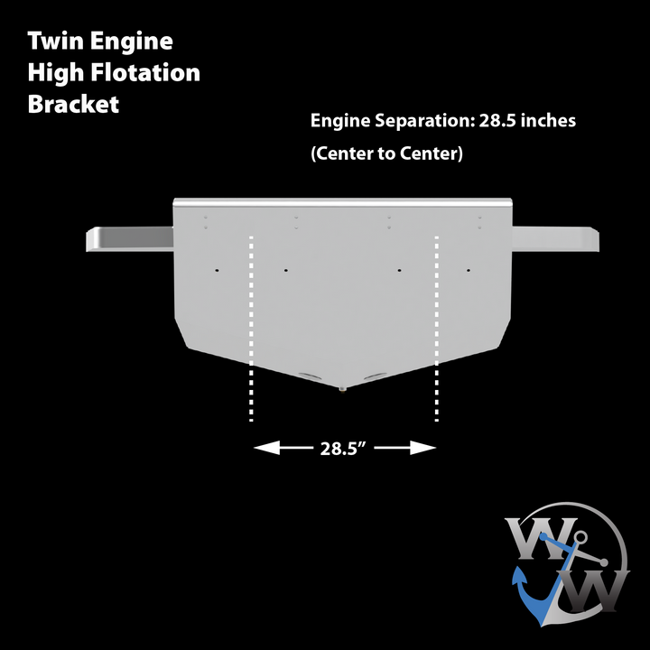 Standard High Flotation Twin Outboard Engine Bracket 16° Transom