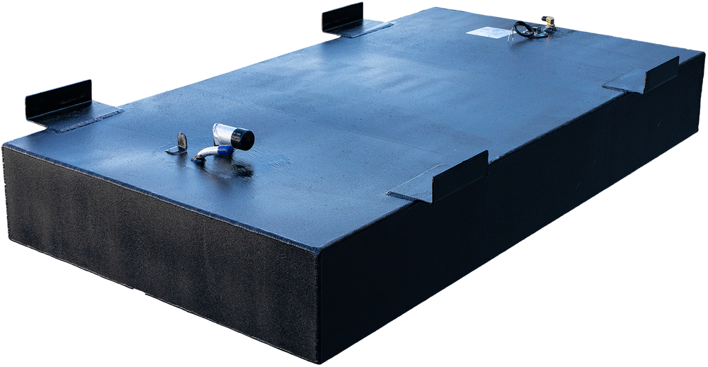 Angler 204 OEM replacement fuel tank with a capacity of 73 gallons, featuring a flat rectangular design, fuel inlet, and mounting brackets